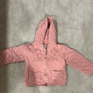 Disney Pink Quilted Jacket with Gold Zipper